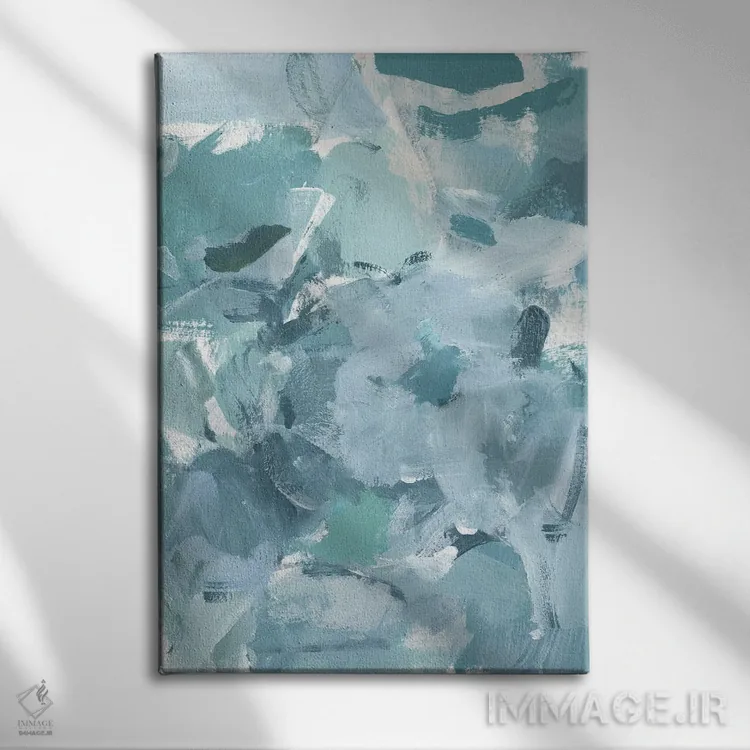 تابلو دکوراتیو سبزآبی ملایم I اثر کریستینا لانگ - نمای روبهرو روی دیوار