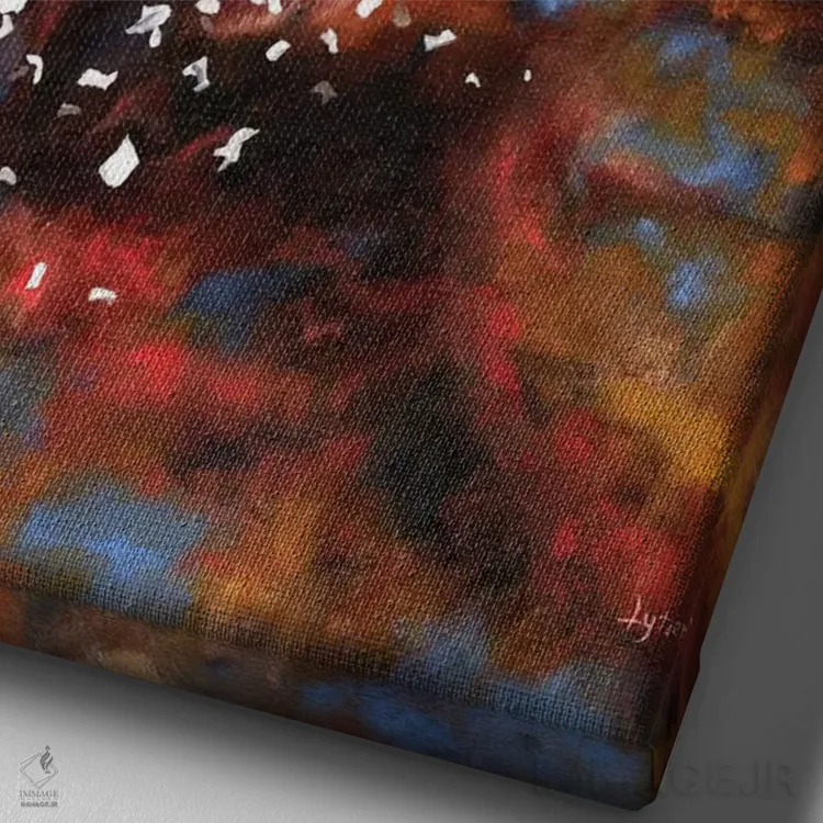 تابلو دکوراتیو انفجار در آسمان اثر کریستوفر لیتر - نمای نزدیک بافت بوم