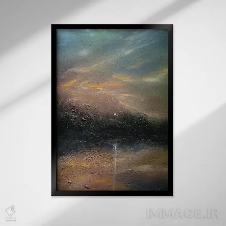 تابلو دکوراتیو گرگ و میش پرده خود را می اندازد اثر کریستوفر لیتر - نمای قابدار مشکی