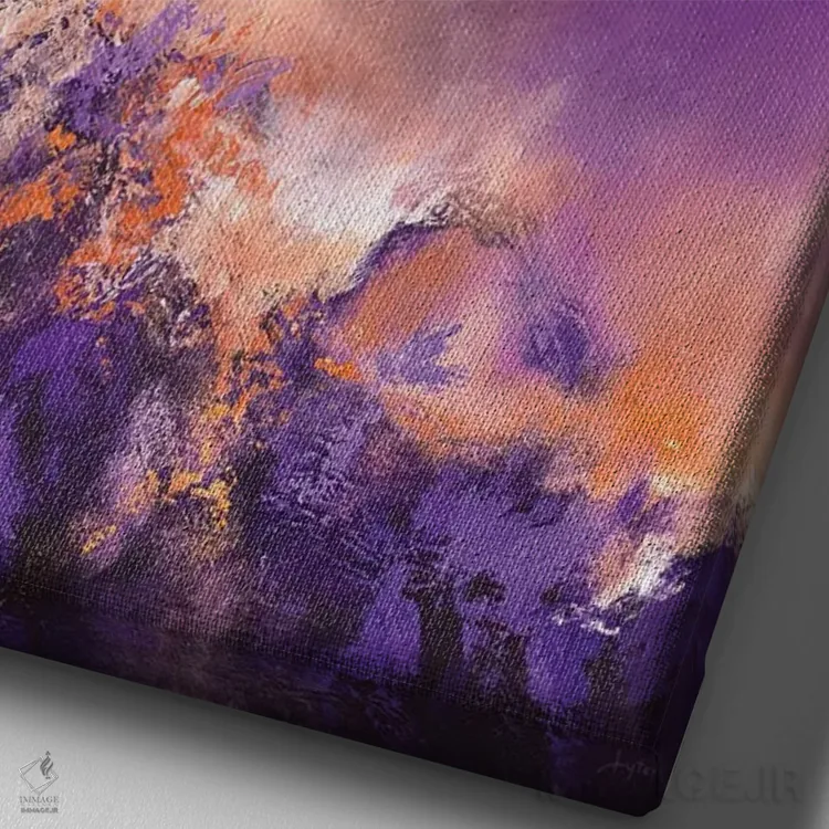 تابلو دکوراتیو مه بنفش اثر کریستوفر لیتر - نمای نزدیک بافت بوم