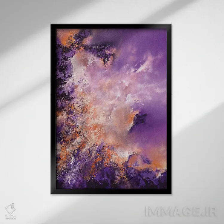 تابلو دکوراتیو مه بنفش اثر کریستوفر لیتر - نمای قابدار مشکی