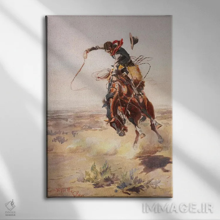 تابلو دکوراتیو یک اسب بد اثر چارلز ماریون راسل - نمای روبهرو روی دیوار