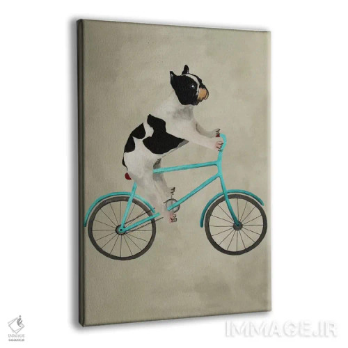 تابلو دکوراتیو بولداگ روی دوچرخه اثر کوکو د پاریس - نمای پرسپکتیو محصول