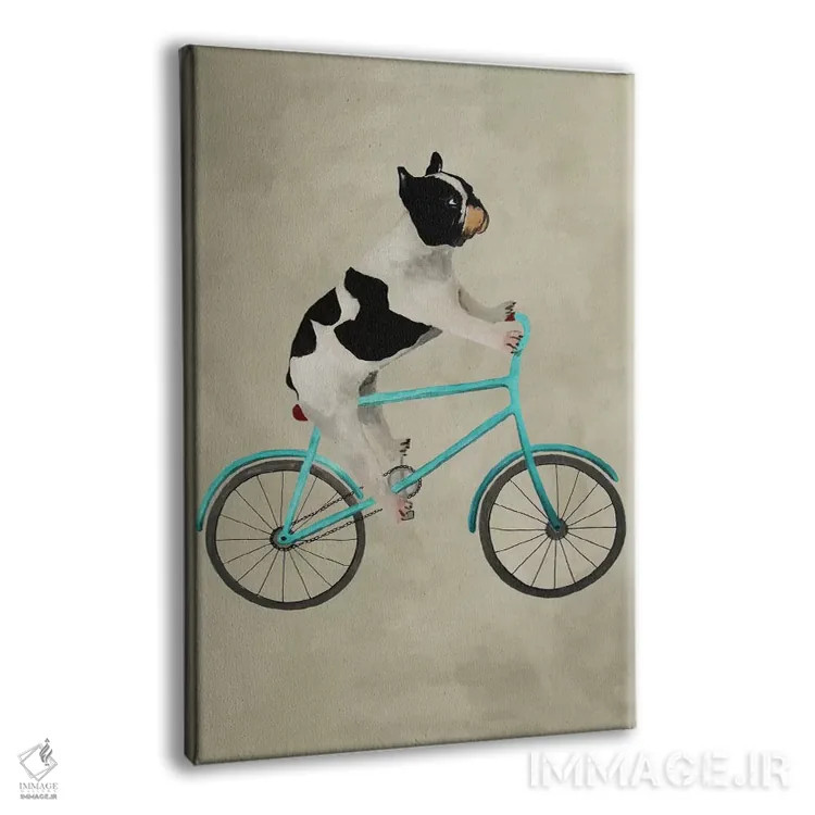 تابلو دکوراتیو بولداگ روی دوچرخه اثر کوکو د پاریس - نمای پرسپکتیو محصول