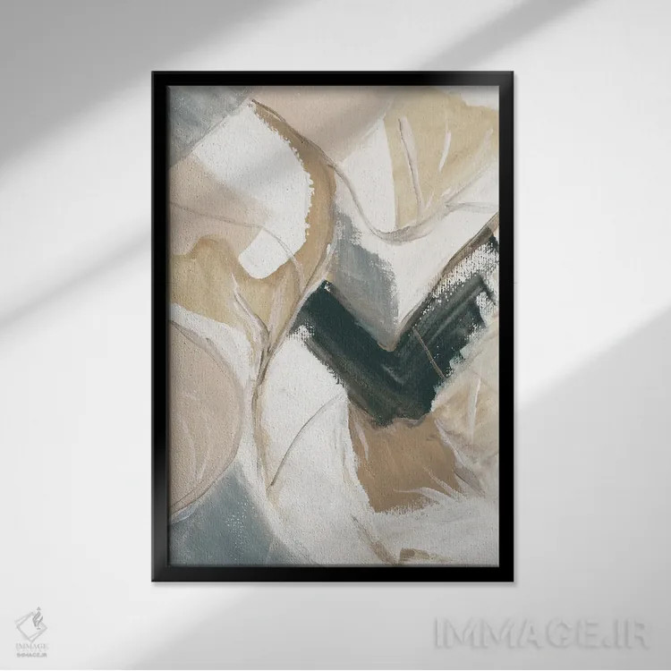 تابلو دکوراتیو خطوط مرمرین ۲ اثر استلا چانگ - نمای قابدار مشکی