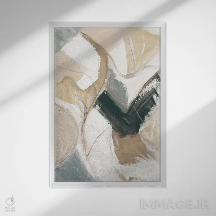 تابلو دکوراتیو خطوط مرمرین ۲ اثر استلا چانگ - نمای قابدار سفید