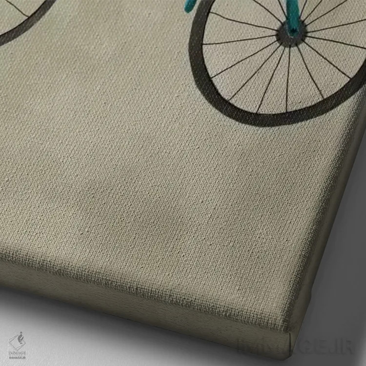 تابلو دکوراتیو بولداگ روی دوچرخه اثر کوکو د پاریس - نمای نزدیک بافت بوم