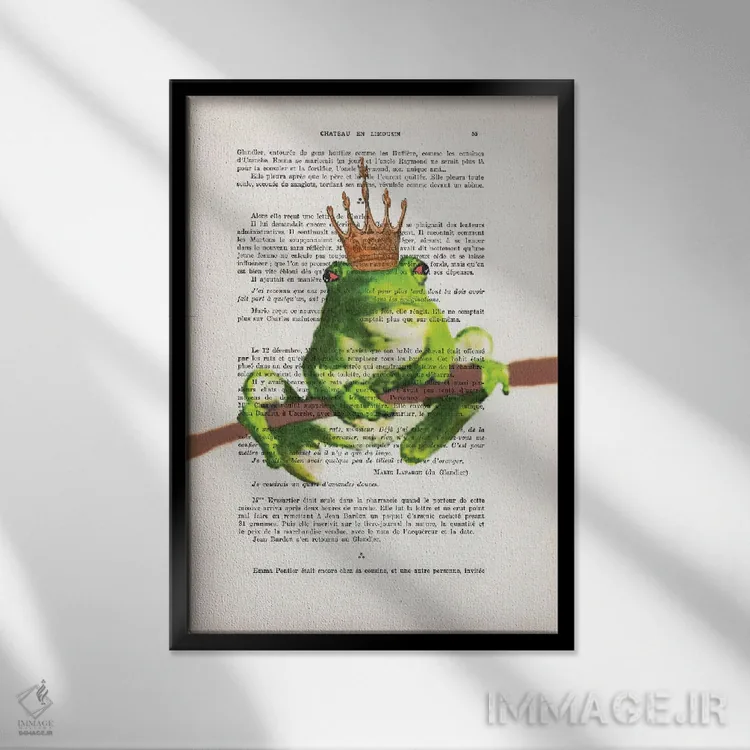 تابلو دکوراتیو قورباغه شاهزاده اثر کوکو د پاریس - نمای قابدار مشکی