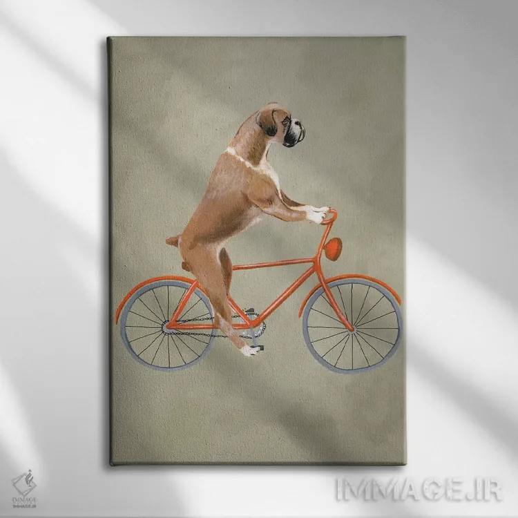 تابلو دکوراتیو باکسر روی دوچرخه اثر کوکو د پاریس - نمای روبهرو روی دیوار