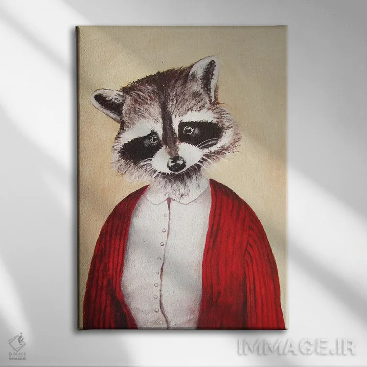 تابلو دکوراتیو راکون بانو اثر کوکو د پاریس - نمای روبهرو روی دیوار