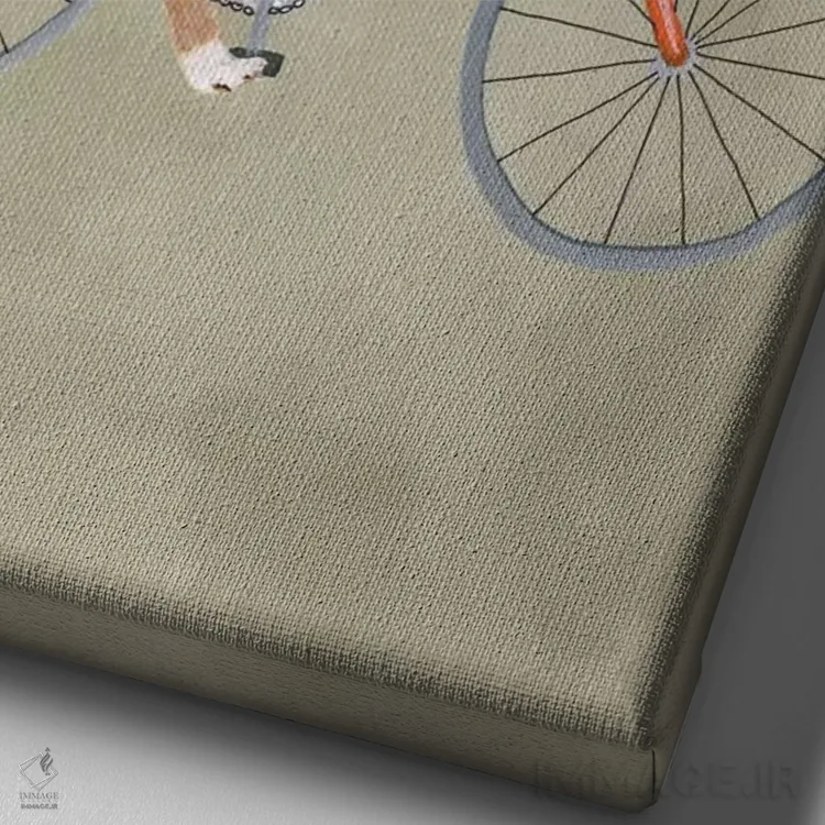 تابلو دکوراتیو باکسر روی دوچرخه اثر کوکو د پاریس - نمای نزدیک بافت بوم