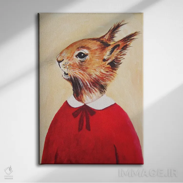 تابلو دکوراتیو دختر سنجاب اثر کوکو د پاریس - نمای روبهرو روی دیوار