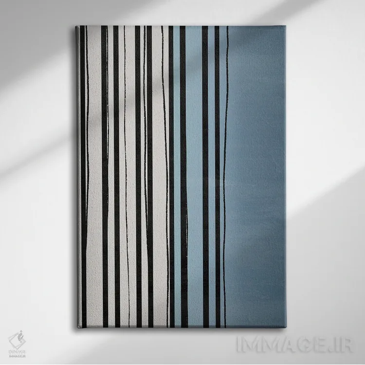 تابلو دکوراتیو آثار انتزاعی آبی ۱ اثر ناتالی کارپنتری - نمای روبهرو روی دیوار