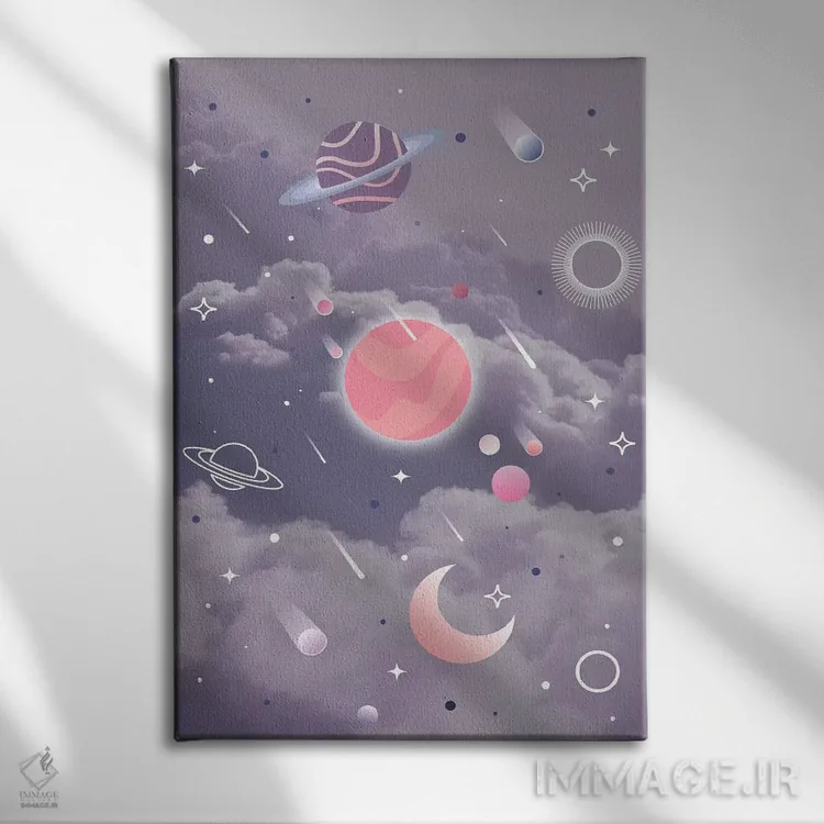 تابلو دکوراتیو ابرهای فضایی اثر امانوئلا کاراتونی - نمای روبهرو روی دیوار