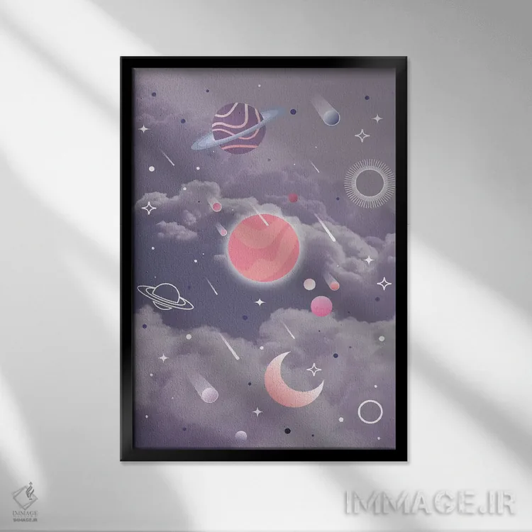 تابلو دکوراتیو ابرهای فضایی اثر امانوئلا کاراتونی - نمای قابدار مشکی