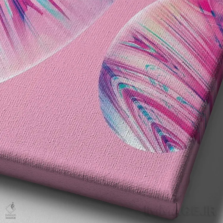 تابلو دکوراتیو سیارات روی زمینه صورتی اثر امانوئلا کاراتونی - نمای نزدیک بافت بوم