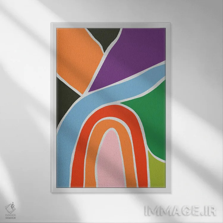 تابلو انتزاعی منظره انتزاعی پررنگ IV اثر امانوئلا کاراتونی - نمای قابدار سفید