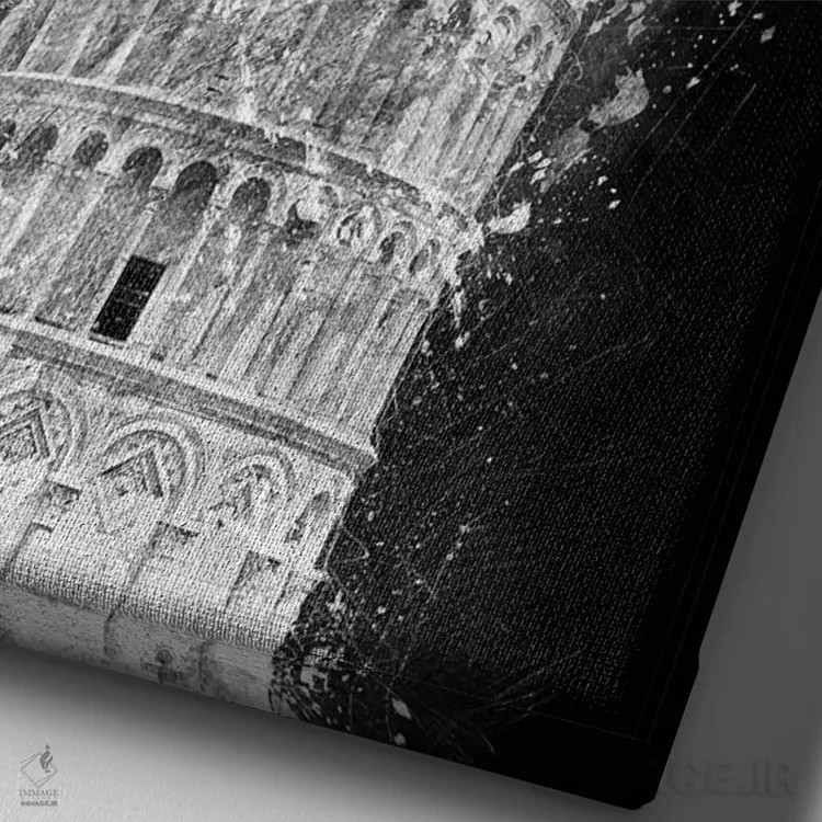 تابلو دکوراتیو برج کج پیزا اثر کورنل ولاد - نمای نزدیک بافت بوم