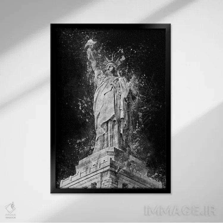 تابلو دکوراتیو تندیس آزادی اثر کورنل ولاد - نمای قابدار مشکی