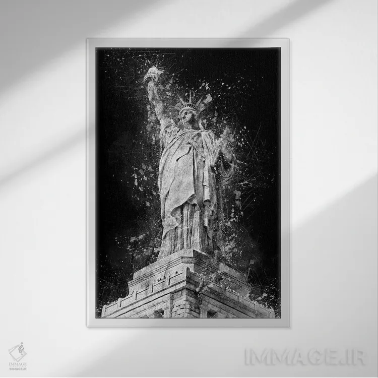 تابلو دکوراتیو تندیس آزادی اثر کورنل ولاد - نمای قابدار سفید
