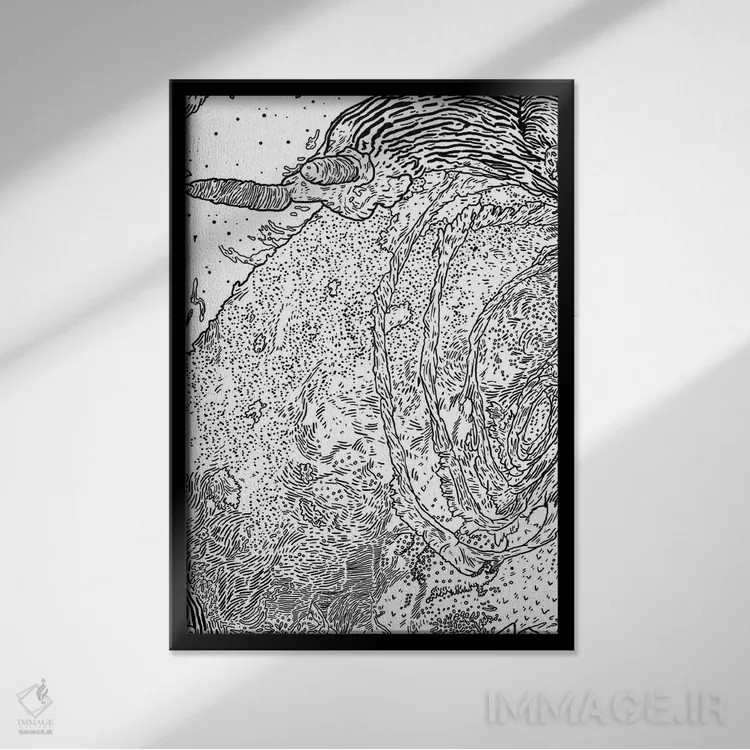 تابلو دکوراتیو موجود زنده اثر نیک کوکوزا - نمای قابدار مشکی