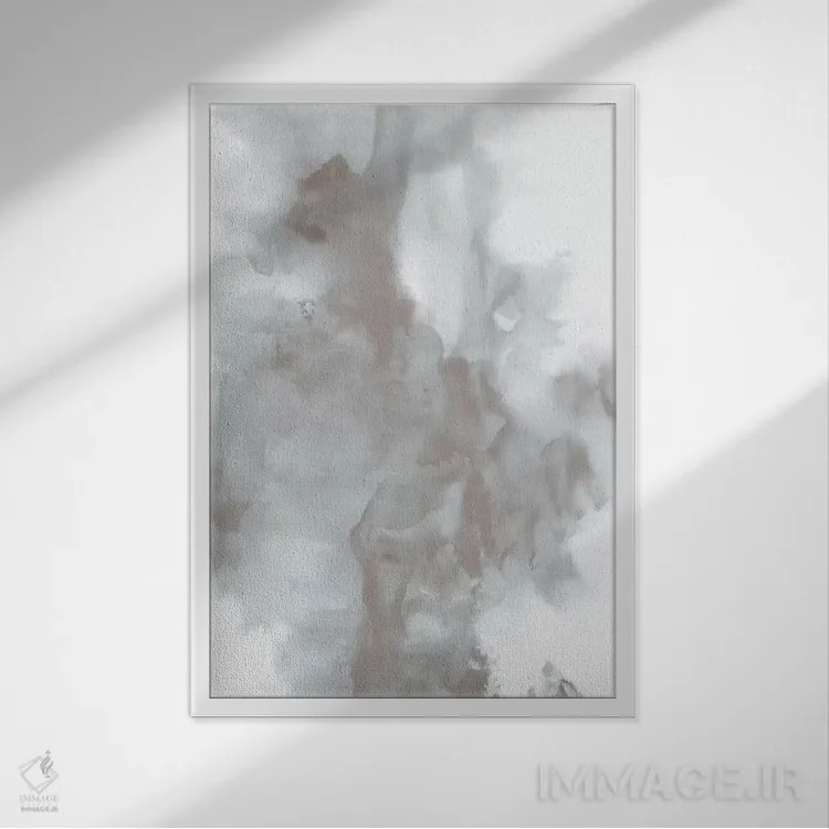 تابلو دکوراتیو مکان یابی در خاکستری ۳ اثر دنیلا هادسون - نمای قابدار سفید
