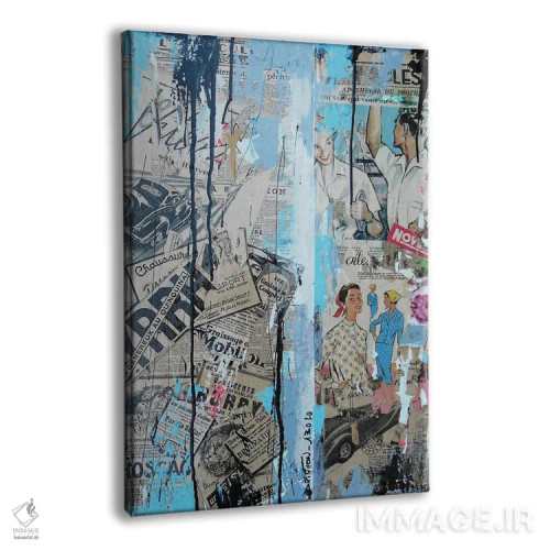 تابلو دکوراتیو کلژ روزنامه ای اثر دیوید دریوتون - نمای پرسپکتیو محصول