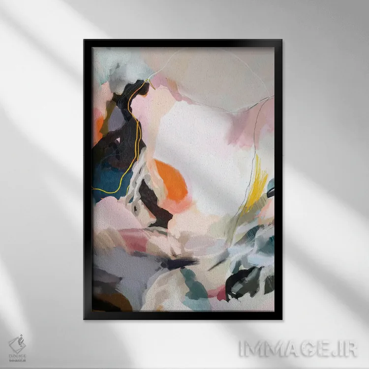 تابلو دکوراتیو طلوع زردآلویی اثر دانس د لون - نمای قابدار مشکی