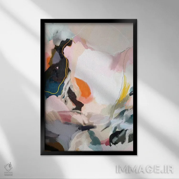 تابلو دکوراتیو طلوع زردآلویی اثر دانس د لون - نمای قابدار مشکی