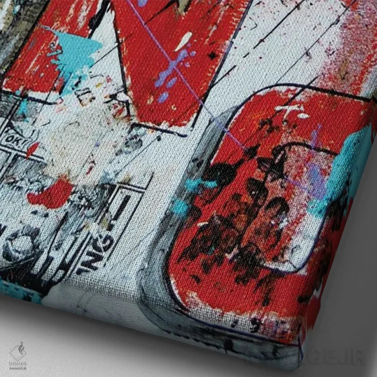 تابلو دکوراتیو کلژ نقاشی اثر دیوید دریوتون - نمای نزدیک بافت بوم