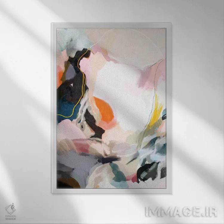 تابلو دکوراتیو طلوع زردآلویی اثر دانس د لون - نمای قابدار سفید