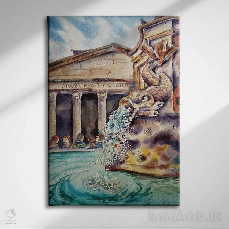 تابلو دکوراتیو فواره در پانتئون اثر دلنارا ال - نمای روبهرو روی دیوار