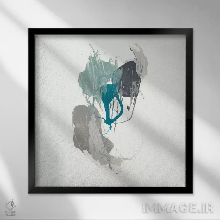 تابلو دکوراتیو حرکت سبزآبی ۳ اثر جون اریکا وس - نمای قابدار مشکی