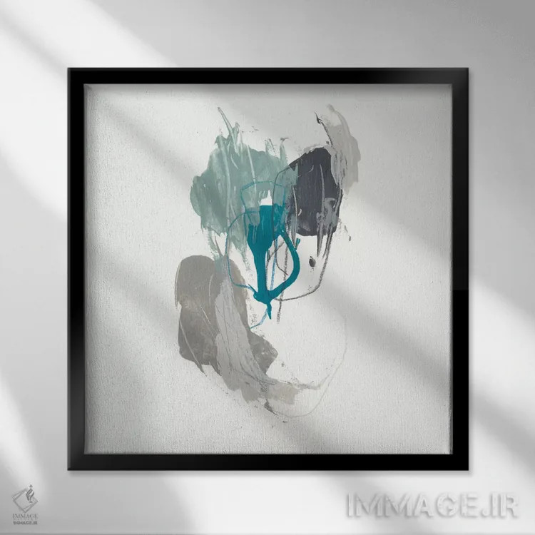 تابلو دکوراتیو حرکت سبزآبی ۳ اثر جون اریکا وس - نمای قابدار مشکی