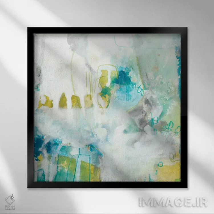 تابلو دکوراتیو فضای آبی ۴ اثر جون اریکا وس - نمای قابدار مشکی