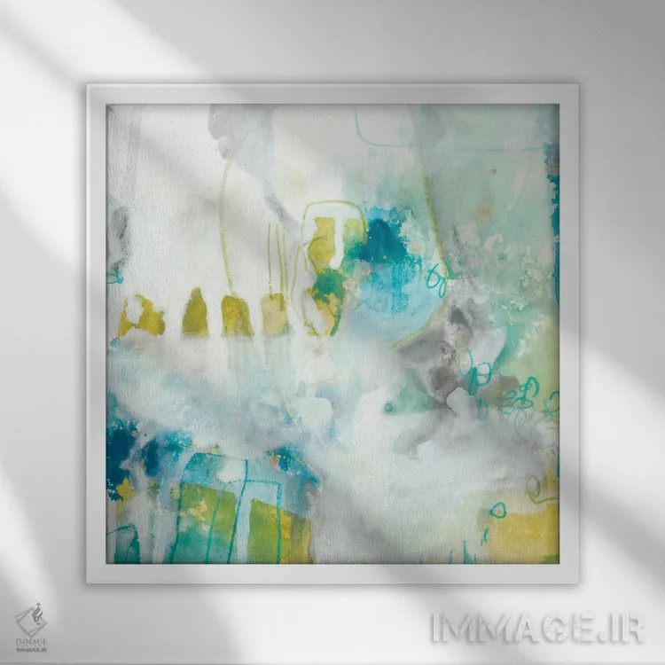 تابلو دکوراتیو فضای آبی ۴ اثر جون اریکا وس - نمای قابدار سفید