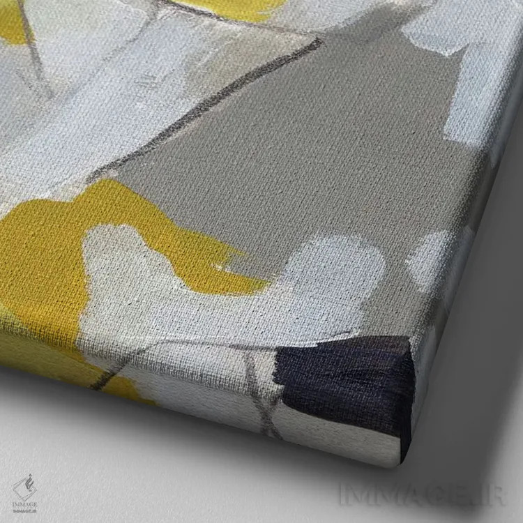 تابلو دکوراتیو کاغذ رنگی لیمویی ۱ اثر جون اریکا وس - نمای نزدیک بافت بوم