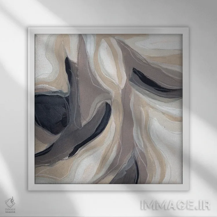 تابلو دکوراتیو موج سنگی ۴ اثر جون اریکا وس - نمای قابدار سفید