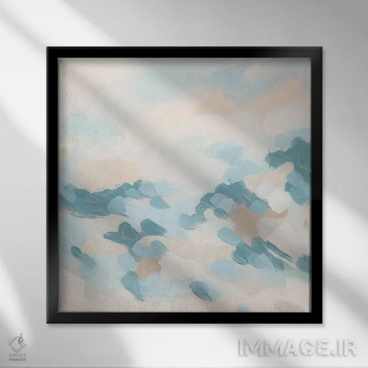 تابلو دکوراتیو موج های خال دار ۲ اثر جون اریکا وس - نمای قابدار مشکی