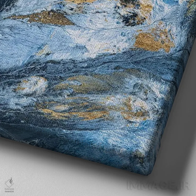 تابلو دکوراتیو نیلی زراندود ۴ اثر جارمن فاگالد - نمای نزدیک بافت بوم