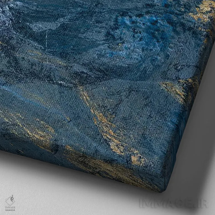 تابلو دکوراتیو نیلی زراندود ۲ اثر جارمن فاگالد - نمای نزدیک بافت بوم