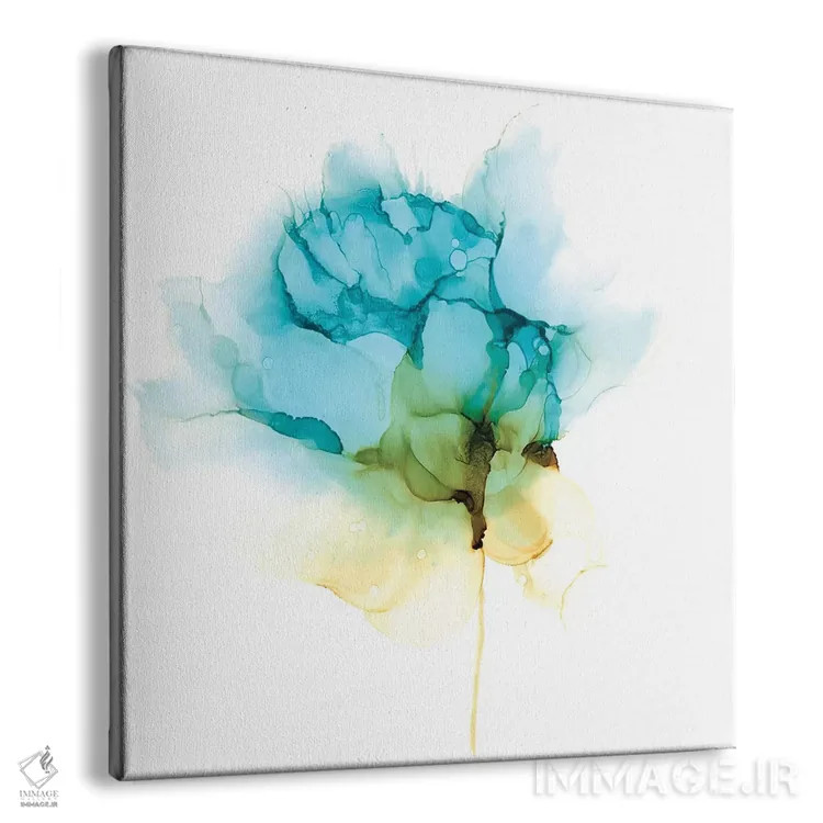 تابلو دکوراتیو شکوفایی فیروزه ای یک اثر جنیفر گلدبرگر - نمای پرسپکتیو محصول