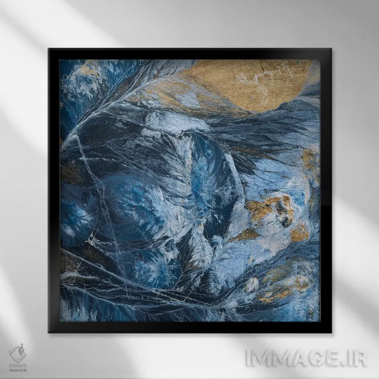 تابلو دکوراتیو نیلی زراندود ۴ اثر جارمن فاگالد - نمای قابدار مشکی