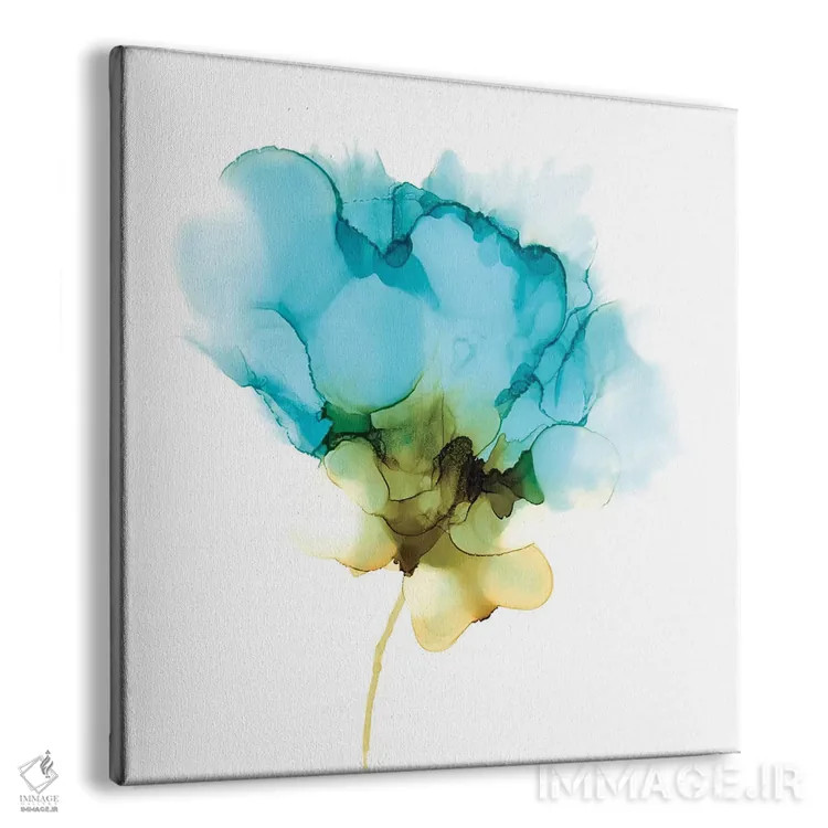 تابلو دکوراتیو شکوفایی فیروزه ای دو اثر جنیفر گلدبرگر - نمای پرسپکتیو محصول