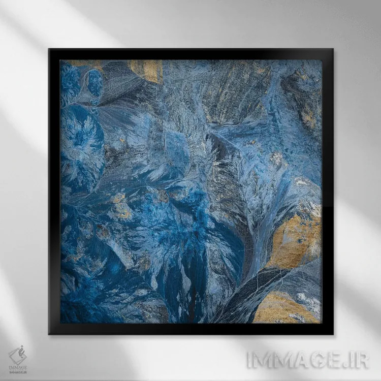 تابلو دکوراتیو نیلی زراندود ۳ اثر جارمن فاگالد - نمای قابدار مشکی