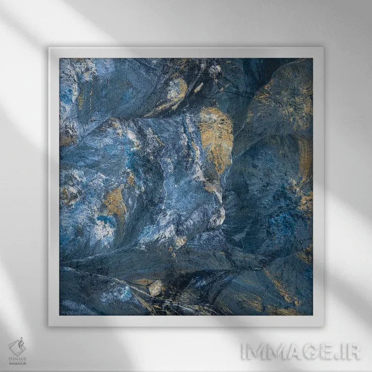 تابلو دکوراتیو نیلی زراندود ۲ اثر جارمن فاگالد - نمای قابدار سفید