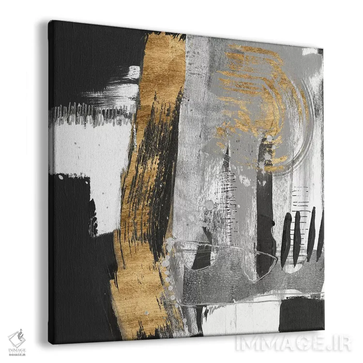 تابلو دکوراتیو ضربه های طلایی دو اثر جنیفر گلدبرگر - نمای پرسپکتیو محصول