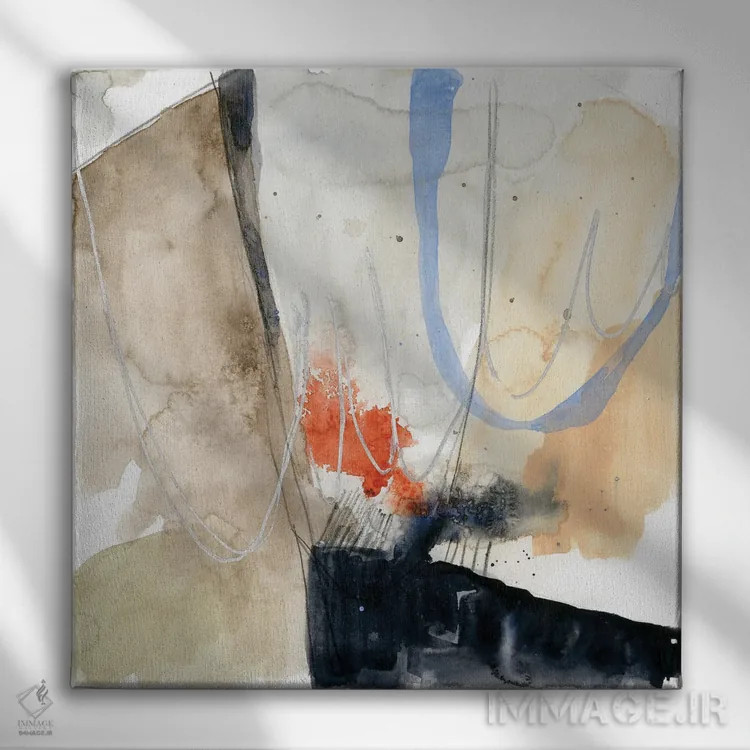 تابلو دکوراتیو مختصات انتزاعی پنج اثر جنیفر گلدبرگر - نمای روبهرو روی دیوار