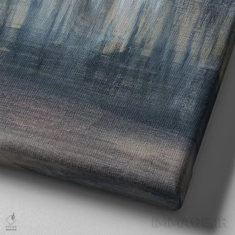 تابلو دکوراتیو خط درختی روشن شده یک اثر جنیفر گلدبرگر - نمای نزدیک بافت بوم