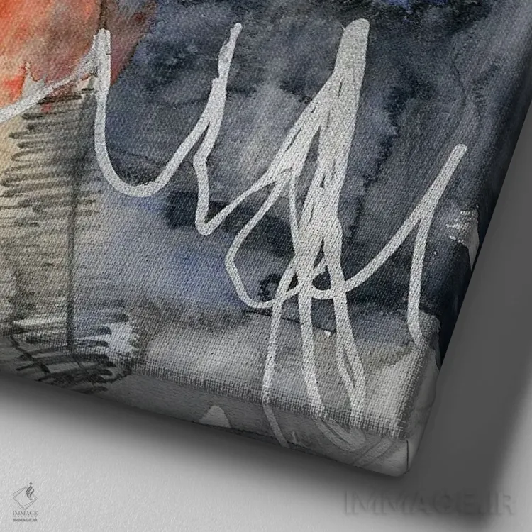 تابلو دکوراتیو مختصات انتزاعی یک اثر جنیفر گلدبرگر - نمای نزدیک بافت بوم